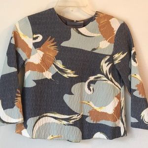 H&M Printed crane crop top